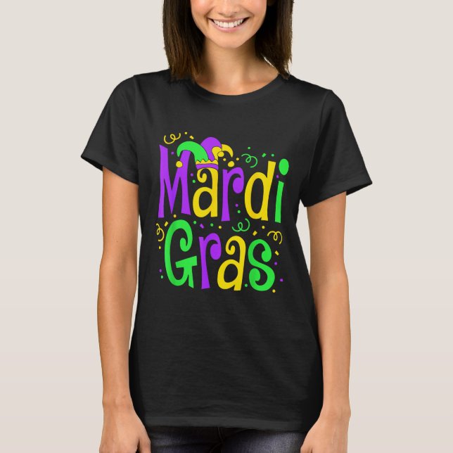 Camiseta Funny Mardi Gras Parade Outfit Jester Hat Men Wome (Frente)