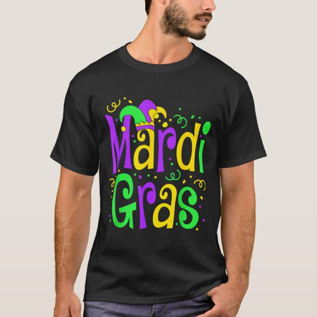 Camiseta Funny Mardi Gras Parade Outfit Jester Hat Men Wome (Frente)
