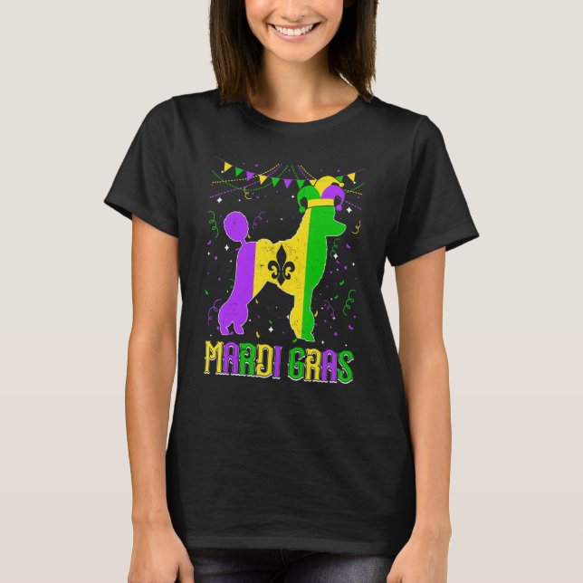 Camiseta Funny Mardi Gras Poodle Dog Dad Mom Mardi Gras (Frente)