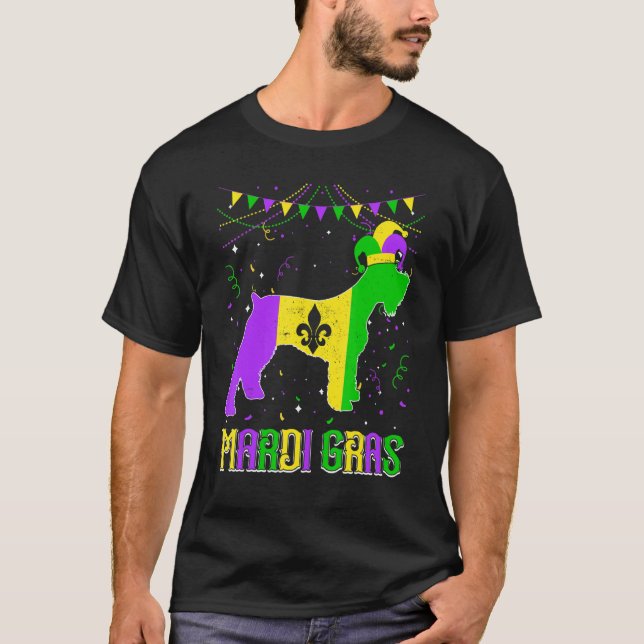 Camiseta Funny Mardi Gras Schnauzer Dog Dad Mom Mardi Gras (Frente)