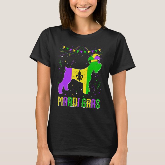 Camiseta Funny Mardi Gras Schnauzer Dog Dad Mom Mardi Gras (Frente)