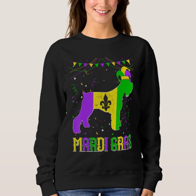 Camiseta Funny Mardi Gras Schnauzer Dog Dad Mom Mardi Gras (Frente)