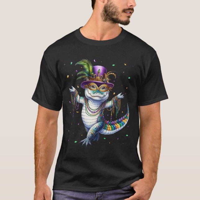 Camiseta Funny Mardigator Mardi Gras Alligator Carn (Frente)