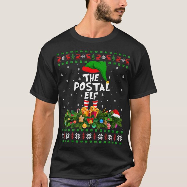 Camiseta Funny Matching Family Ugly The Postal Elf Christma (Frente)