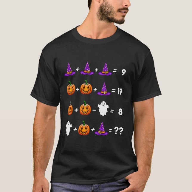 Camiseta Funny Math Equation Pumpkin Hat Ghost Halloween (Frente)
