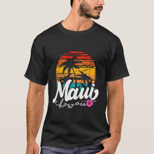 Camiseta Funny Maui Palm Tree surfando no Havaí Retro Havai