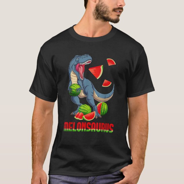 Camiseta Funny Melonsaurus Watermelon Dinosaur Summer Tropi (Frente)