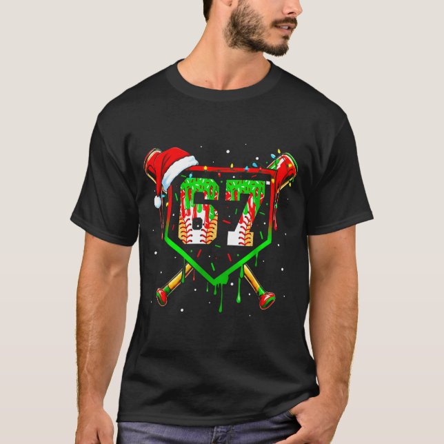 Camiseta Funny Meme 67 Christmas Baseball Ice Cream Men Boy (Frente)