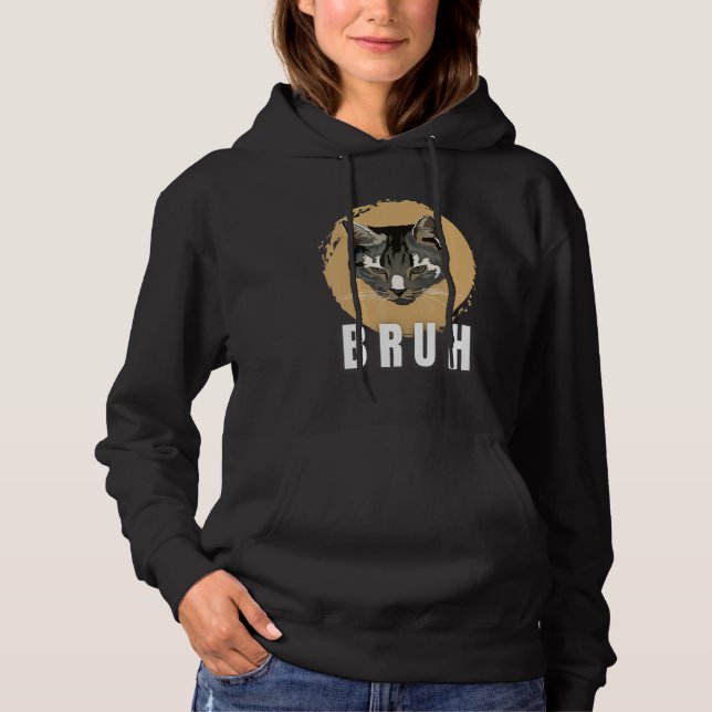 Camiseta Funny Meme saying Bruh with Cat Greetings Teens Bo (Frente)