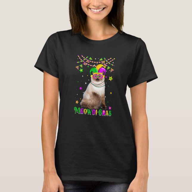 Camiseta Funny Meowdi Gras Ragdoll Cat Mardi Gras Carnaval (Frente)