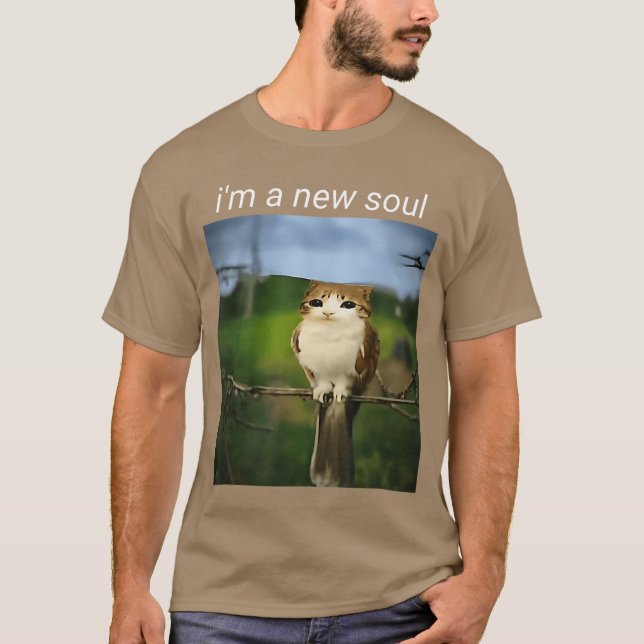 Camiseta Funny meowl Meme cat owl Meme brainrot gen Alpha M (Frente)