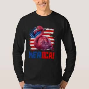 Camiseta Funny Merica Pink Flamingo Amava Bandeira American