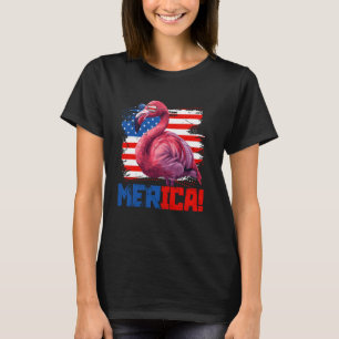 Camiseta Funny Merica Pink Flamingo Amava Bandeira American