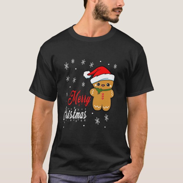 Camiseta Funny Merry Christmas Gingerbread Man Costume Men  (Frente)