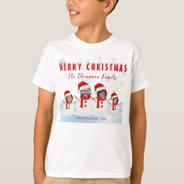Camiseta Funny Merry Christmas Snowman Family Photo
