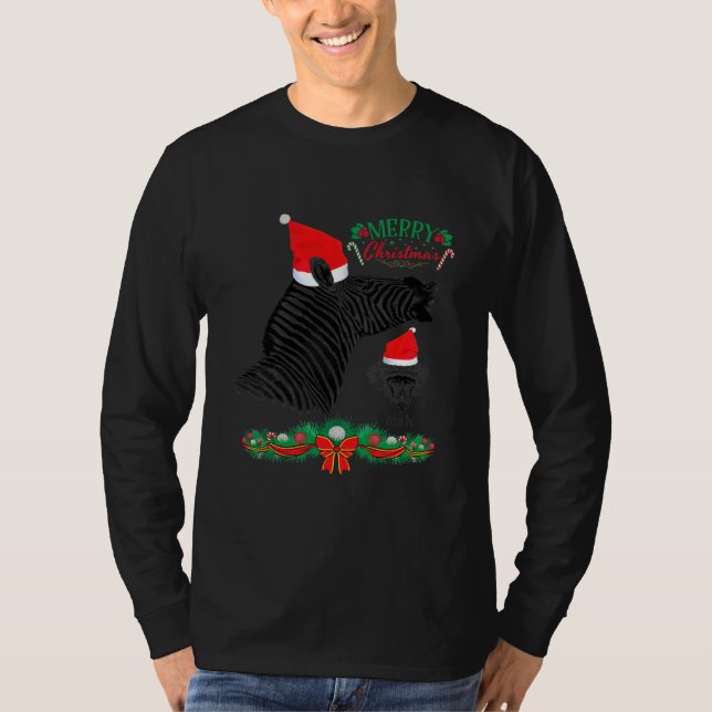 Camiseta Funny Merry Christmas Zebra and Monkey Animal (Frente)