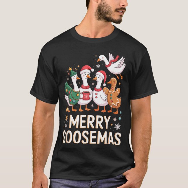 Camiseta Funny Merry Goosemas Christmas Xmas Goose Family H (Frente)