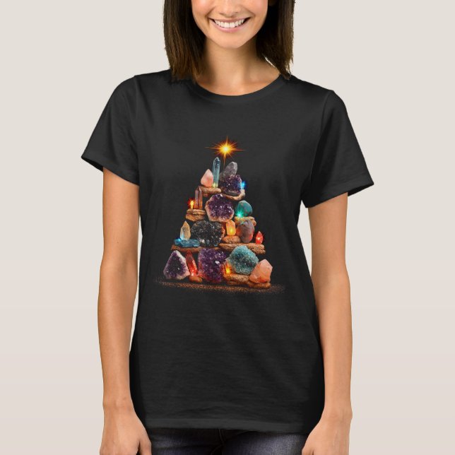 Camiseta Funny Minerals Christmas Tree Graphic Crystals  (Frente)