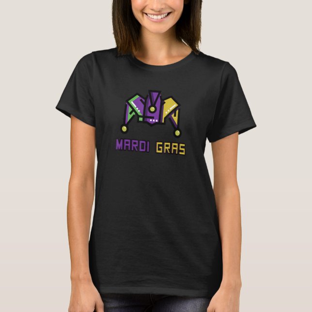 Camiseta Funny Modern Mardi Gras Design Miçangas E Bling Je (Frente)