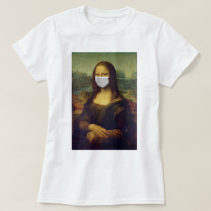Camiseta Funny Monalisa Veste Máscara Facial Coronavírus