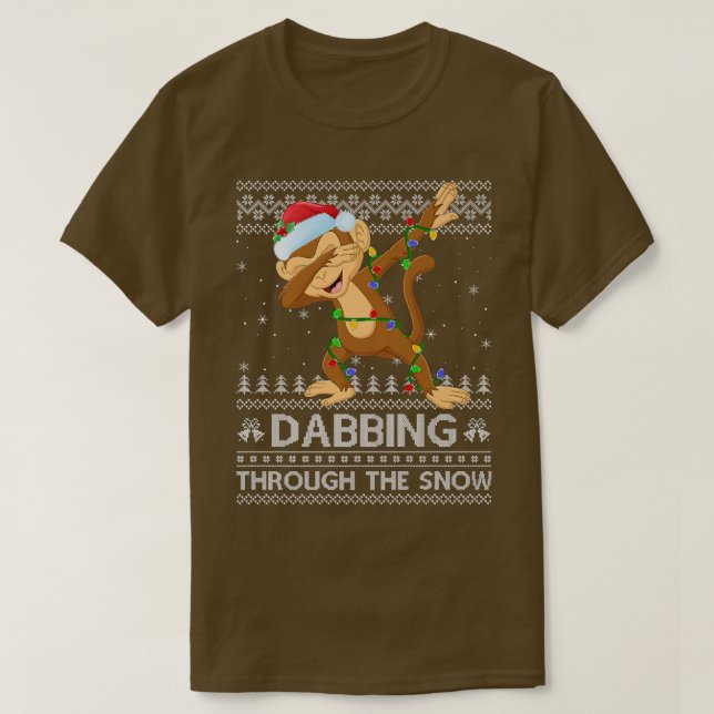 Camiseta Funny Monkey Dabbing Through The Snow Ugly Monkey  (Frente do Design)