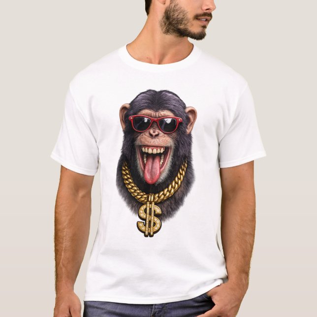 Camiseta Funny Monkey Gold Chain – Estilo Urbano L (Frente)