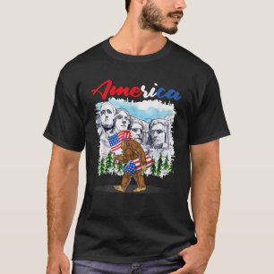 Camiseta Funny Monte Rushmore Bigfoot American Flag Indepen