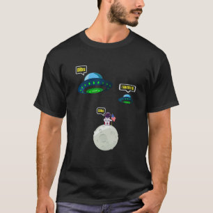 Camiseta Funny Moon Landing Space Alienígena Lunar Bandeir