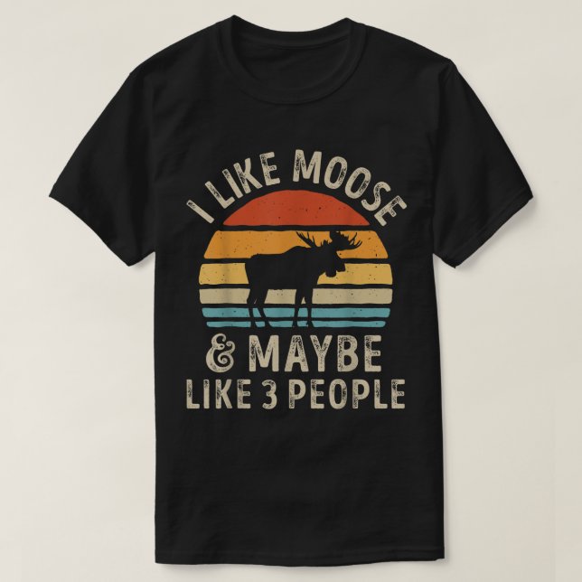 Camiseta Funny Moose Lover Retro Sunset Design (Frente do Design)