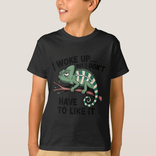 Camiseta Funny Morning Person Coffee Lover Chameleon  (Frente)