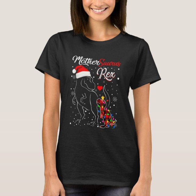 Camiseta Funny Mothersaurus Rex Dinossaur Red Xadrez Christ (Frente)