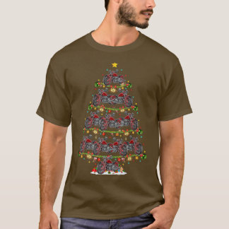 Camiseta Funny Motorbike Xmas Lighting Papais noeis Motorbi