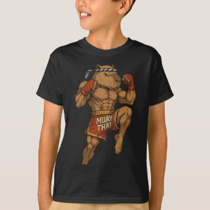 Camiseta Funny Muay Thai Capybara Thai Boxando Artes Marcia