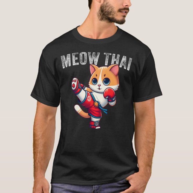 Camiseta Funny Muay Thai Cat Meow Thai Boxing Martial Art K (Frente)