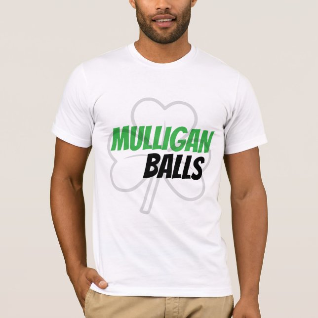 Camiseta Funny Mulligan Balls Green Irish Clover Golf (Frente)