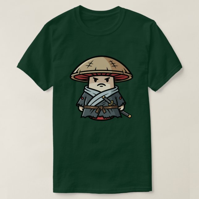 Camiseta Funny Mushroom Ronin Wandering Samurai Illustratio (Frente do Design)