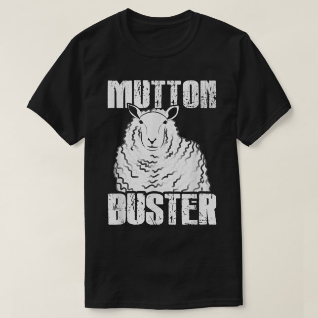 Camiseta Funny Mutton Buster Sheep Rodeo Humor Design (Frente do Design)
