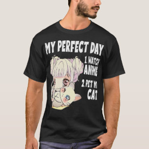 Camiseta Funny My Perfect day Anime and Cat Lover Manga Pre