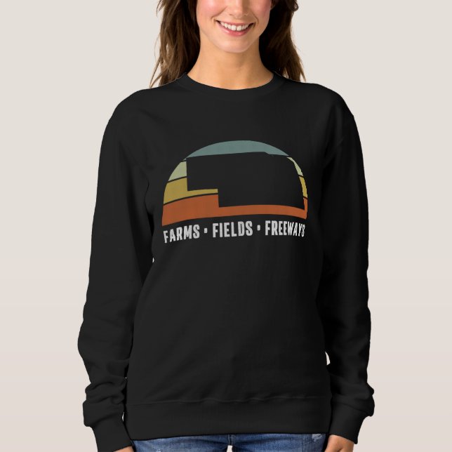 Camiseta Funny Nebraska Farms Fields Freeways Vintage Retro (Frente)