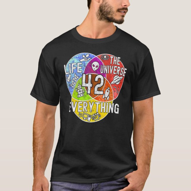 Camiseta Funny Nerdy Meaning of Life 42 Venn Diagram Math T (Frente)