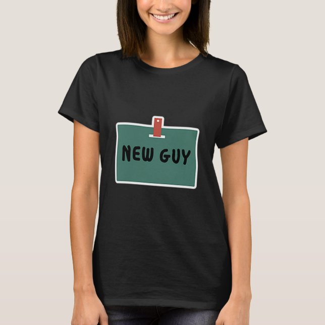 Camiseta Funny New Guy Name Badge Tee For New Employees  (Frente)