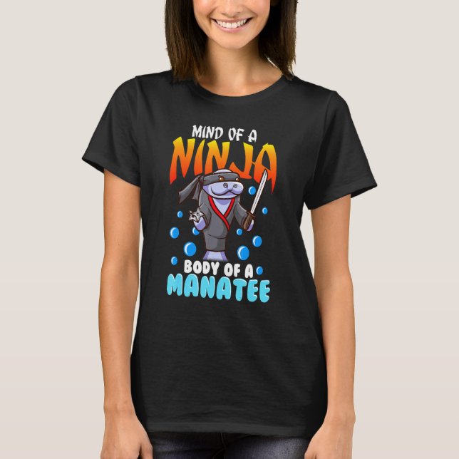 Camiseta Funny Ninja Manatee Piada de citação Chubby Floaty (Frente)