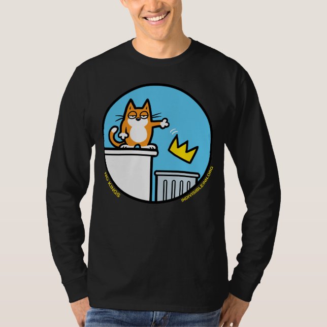 Camiseta Funny No Kings Cat Cartoon on long sleeve shirt  (Frente)