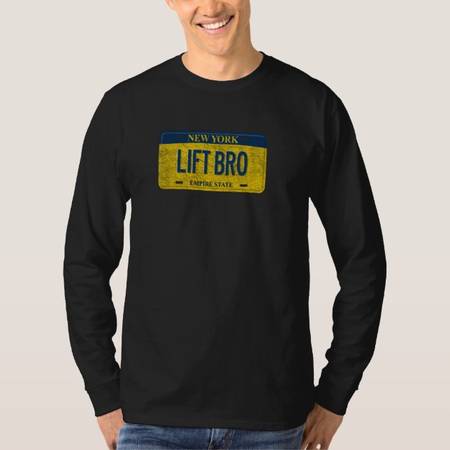 Camiseta Funny Ny State Licity Plate Lift Bro (Frente)