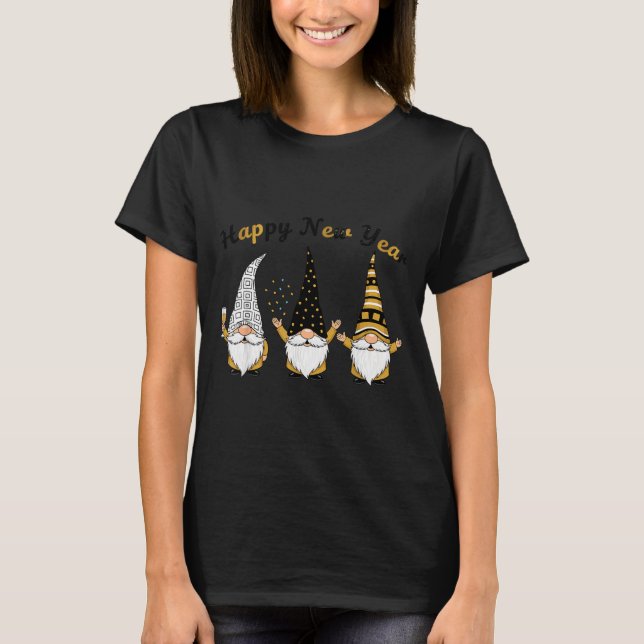 Camiseta Funny Nye Gnome Shirts For Women, Happy New Year 2 (Frente)