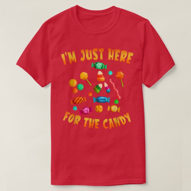 Camiseta Funny October Party I'm Just Here For The Candy Ha (Frente do Design)