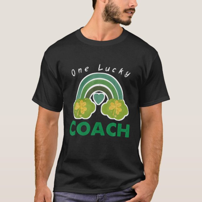 Camiseta Funny One Lucky Coach Rainbow St Patricks Day Gold (Frente)