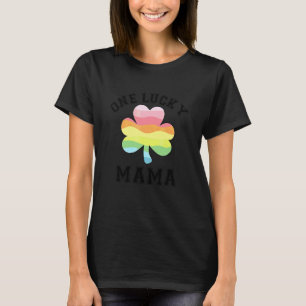 Camiseta Funny One Lucky Mama Rainbow Shamrock Rua de Patri