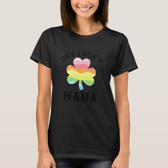 Camiseta Funny One Lucky Mama Rainbow Shamrock Rua de Patri (Frente)
