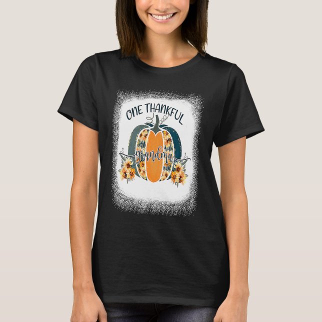Camiseta Funny One Thankful Grandma Flower Pumpkin Fall Aut (Frente)